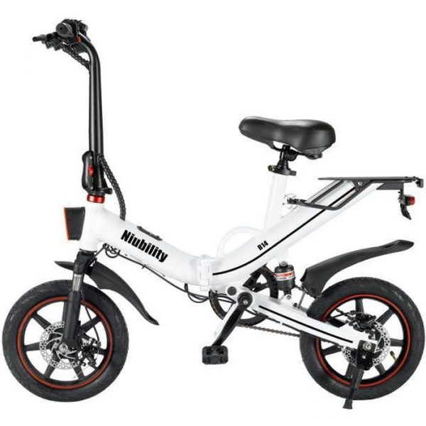 14 `` Niubility B14 pliant vélo électrique système de suspension de cadre en aluminium portable 25 km / h 400 W 15Ah blanc UE