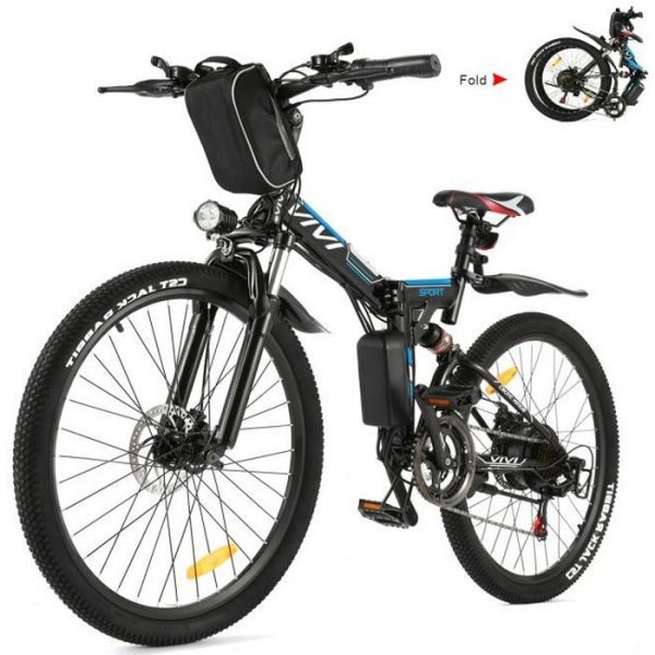 26" Vélo électrique pliant, VTT Electrique Femmes et Hommes, vélo en alliage d'aluminium avec 21 vitesses, Adulte Unisexe