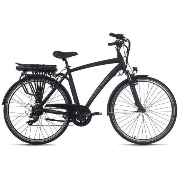 Aluminium Vélo électrique Homme ADORE Versailles 28''Ebike noir 250 Watt Li-Ion 36V/10,4 Ah 7 vitesses