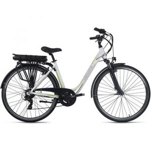 Aluminium Vélo électrique femme ADORE Versailles 28''Ebike blanc-vert 250 Watt Li-Ion 36V/10,4 Ah 7 vitesses