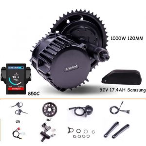 BAFANG 8FUN Kit moteur pédalier BBSHD 1000W 120MM Kit pour vélo Électrique avec Écran 850C 52v17,4ah SAMSUNG Batterie au lithium