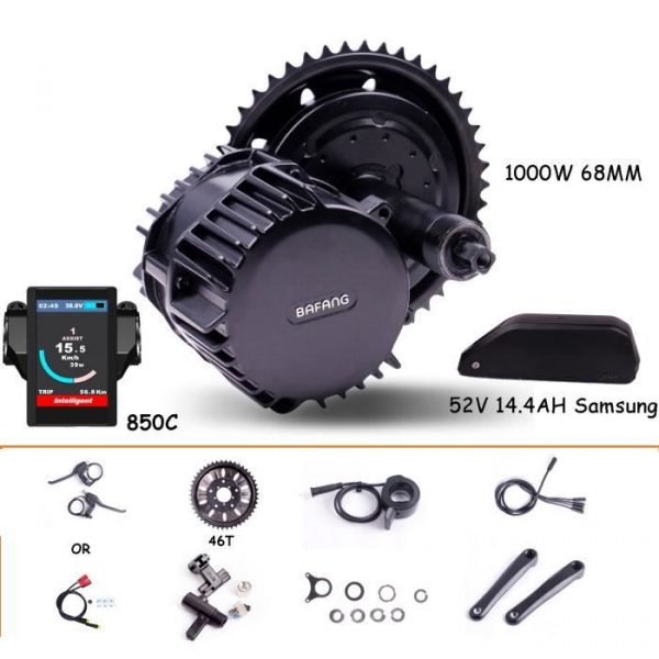 BAFANG 8FUN Kit moteur pédalier BBSHD 52V 1000W avec Samsung 52v14,4ah Batterie au lithium Écran 850C pour 68-73MM vélo électrique