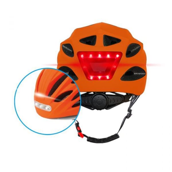 BEEPER - Casque avec LED avant et arrière pour Vélo, VTT, Trottinette électrique, Taille M, Orange ME134M-O