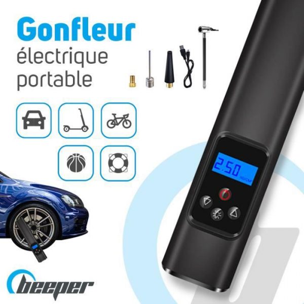 BEEPER Gonfleur électrique pour Voiture, Trottinette électrique, Ballon, vélo, etc. ME140