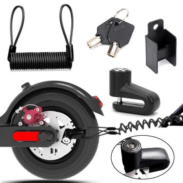 Cadenas Trotinette electrique Vélo Moto, Antivol trottinette électrique accessoire avec Cable de Rappel pour Xiaomi M365