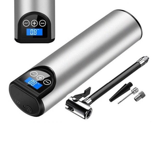 Couleur argent Mini Pompe à Air Électrique Rechargeable, 12V, 150PI, Pour Pneus de Voiture, de Vélo, de Vélo,