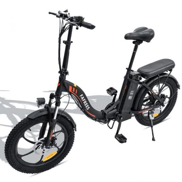 F20 Vélo électrique pliant, 36V 15Ah Batterie, 20"*3.0 Gros Pneus, 25km/h Max, 250W, Shimano 7S - Noir
