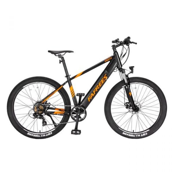 FAFREES KRE27.5-S Vélo électrique 27.5'' Moteur 250W avec Système de suspension et Transmission à 7 rapports Noir et Orange