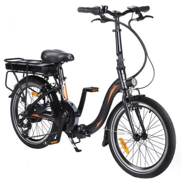 FAFRES 20F054 Vélo électrique 250W 20 Pouces Cadre Pliant 7 Vitesses Avec Batterie Amovible 10AH Lumière LED - Noir
