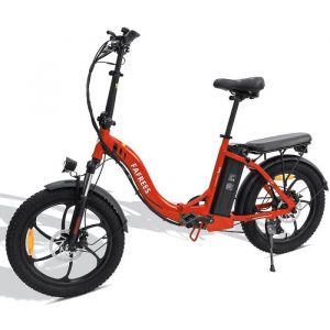 Fafrees F20 Vélo électrique pliant 20", 36V 15Ah, 250W Moteur, 25km/h, 3.0 Gros Pneus, Shimano 7 Vitesses, 55-100km Autonomie, Rouge