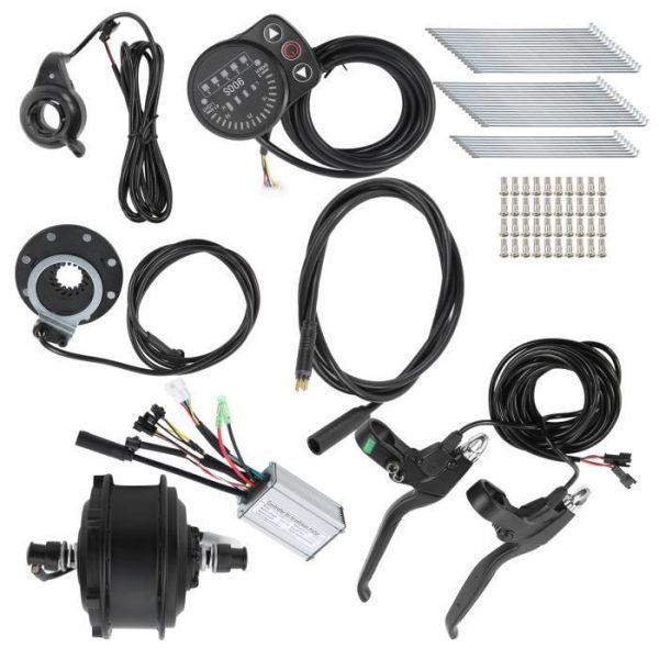 Garosa Kits de conversion de vélo électrique Kit de Conversion de Vélo Électrique Moteur 48V 250W Jante 24 po 12G avec Compteur