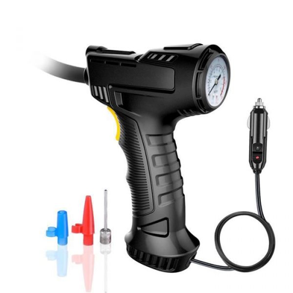 Gonfleur Pneus Voiture, SDLOGAL, Compresseur à Air, Pompe à Vélo, Gonfleur Électrique Portatif avec Lumière LED et Manomètre