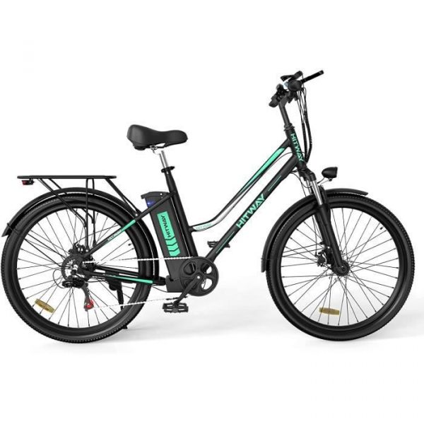 HITWAY Vélo électrique, E-Bike avec pneu 26",Moteur 250W,Shimano 7 Vitesses, Batterie au Lithium Amovible Noir