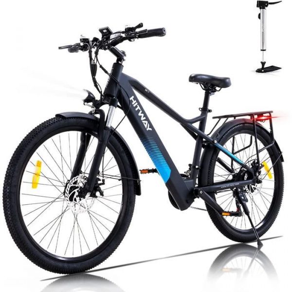 HITWAY Vélo électrique de Montagne 26", 36V/11.2Ah/250W,Shimano 21 Vitesses, vélos à Assistance E-Bike, pompe à vélo gratuite