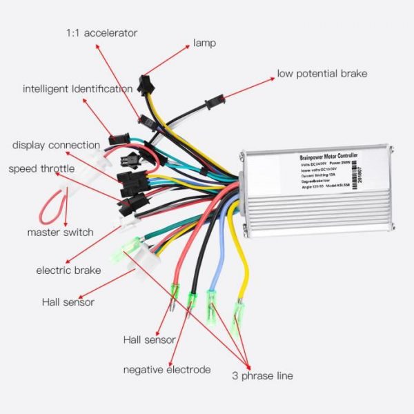 HURRISE contrôleur sans balais de moteur Kit de contrôleur de scooter de vélo électrique de panneau d'affichage LCD étanche