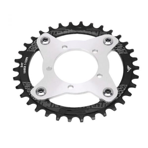 Hililand Plateau et adaptateur de vélo électrique 104 BCD Plateau et adaptateur de vélo électrique 34T 104 BCD pour moteur