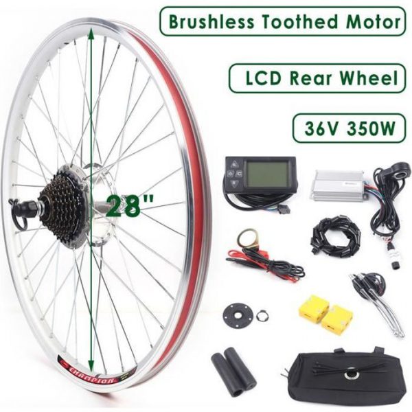 Kit de conversion de vélo électrique 36V 350W 28 "Kit de conversion de moteur LCD pour moteur de moyeu de roue arrière