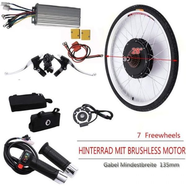 Kit de conversion pour vélo électrique de 28" Kit de conversion de vélo électrique pour roue arrière, poignée de frein 48V1000W