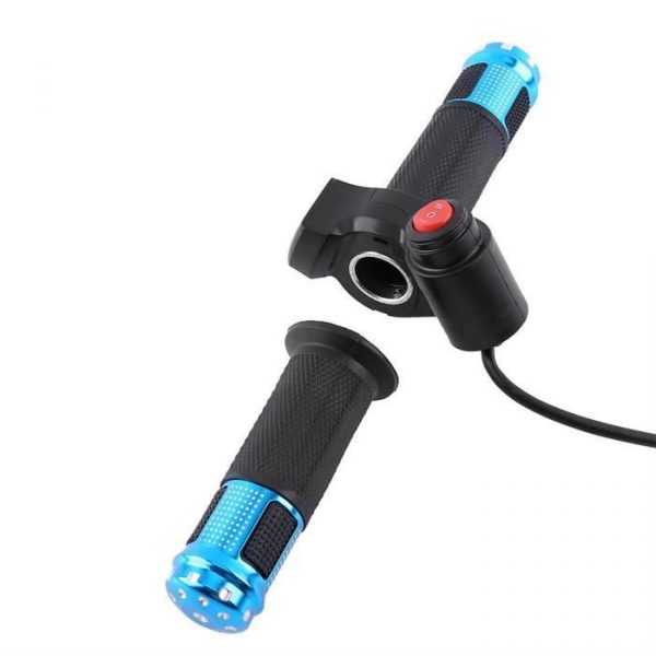 Poignées d'Accélérateur de Guidon Affichage LED pour Scooter de Vélo Électrique (Bleu)