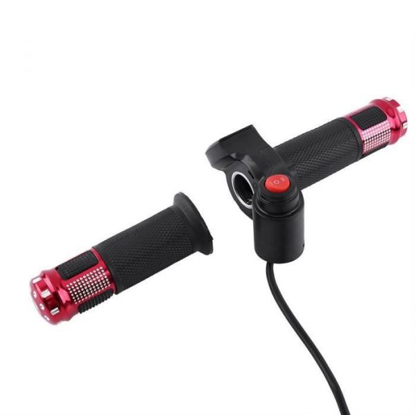 Poignées d'Accélérateur de Guidon Affichage à LED pour Scooter de Vélo Électrique (Rouge)