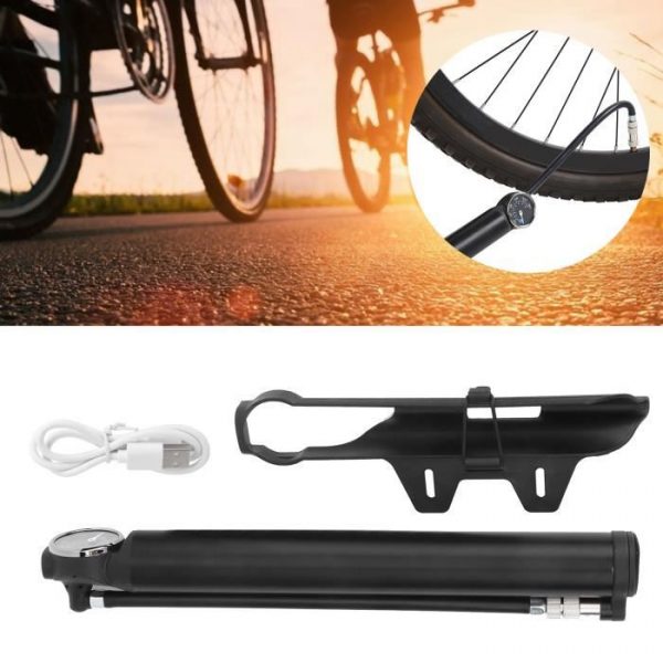Pompe à vélo Pompe Électrique Portable Gonfleur de Pneu Charge USB 120PSI pour Vélo à Valve Américaine et Française-LAF