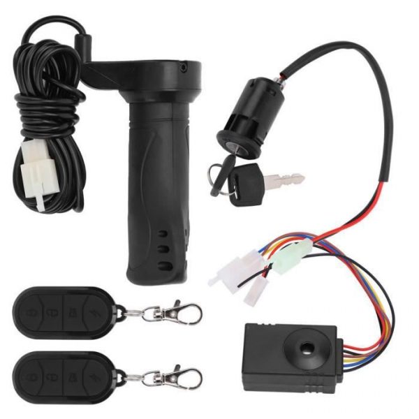 Tbest Alarme de vélo électrique 3pcs/set Alarme Antivol Télécommande avec Poignée d'Accélérateur à Câble Long Serrure de