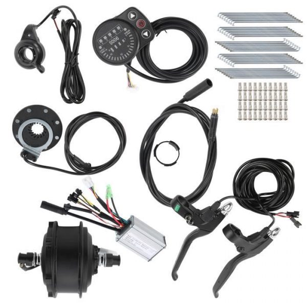 Tbest Ensemble de conversion de vélo électrique Kit de Conversion de Vélo Électrique 48V 250W Jante 20po 12G avec Contrôleur