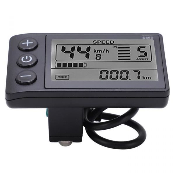 VGEBY Affichage LCD pour vélo électrique Vélo électrique S866 LCD Display Meter 24V 36V 48V Panneau de commande avec prise