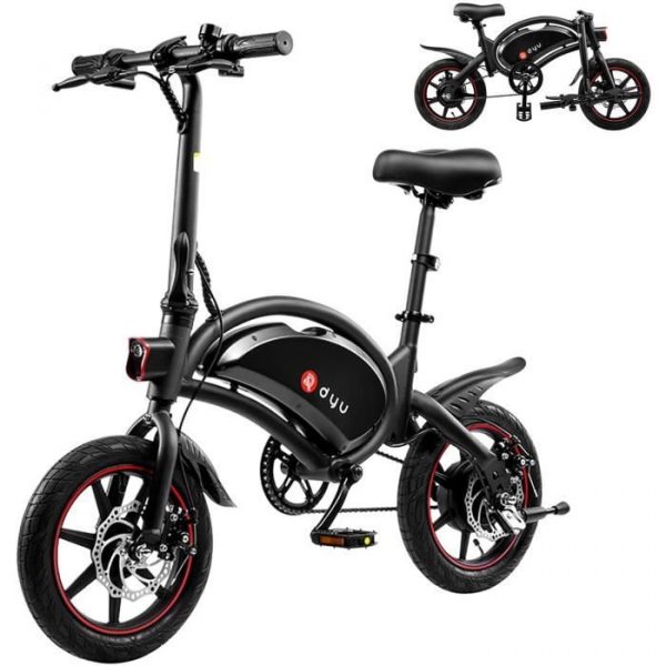 Vélo Électrique Pliant, DYU D3F, 14 Pouces, 250W, 36V 10Ah, Vélo Adulte - Noir