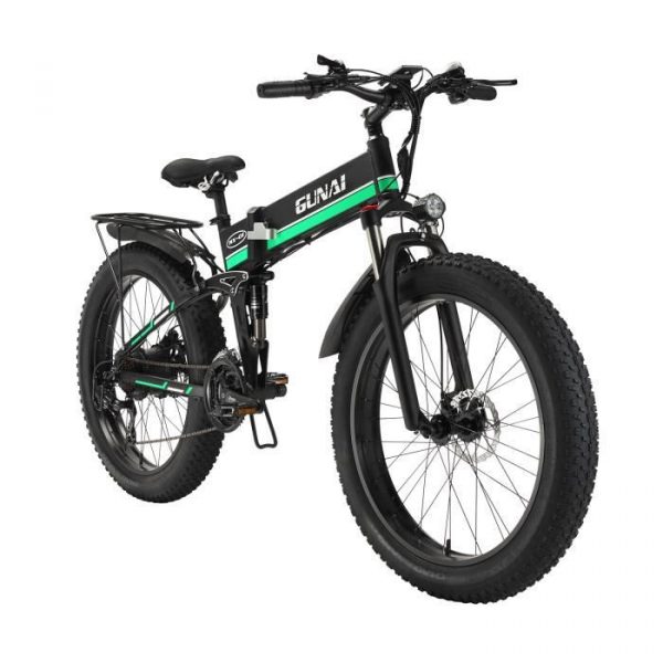 Vélo électrique 26" - Homme - GUNAI-21 Vitesses Shimano -Batterie 12.8Ah-Vert