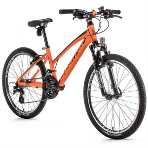 Vélo électrique VTT 24 musculaire fille Leader Fox Spider 2022 7V - orange fluo - 135/145 cm