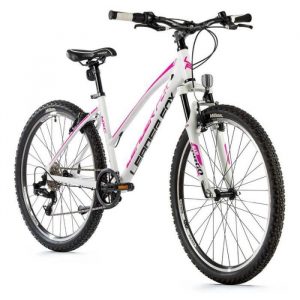 Vélo électrique VTT musculaire femme Leader Fox Mxc 2023 - blanc/rose - 150/158 cm