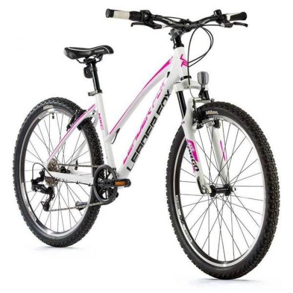 Vélo électrique VTT musculaire femme Leader Fox Mxc 2023 - blanc/rose - 170/178 cm