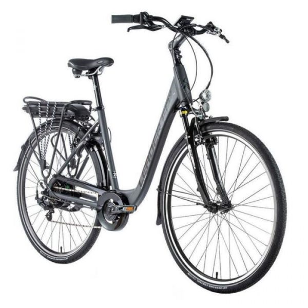 Vélo électrique Vae City 28 moteur roue arrière Leader Fox Park 2020-2021 7V Bafang 36V 45NM 13AH - gris / noir - 178/185 cm