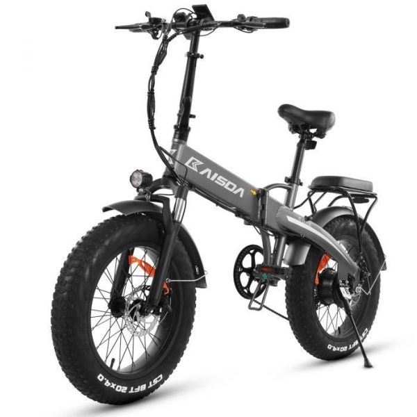 Vélo électrique pliant 20 pouces VTT K2 - Vitesse max 25-32KM/H - 500W 48V 10.4Ah Shimano 7 vitesses - Freins à disque - Gris