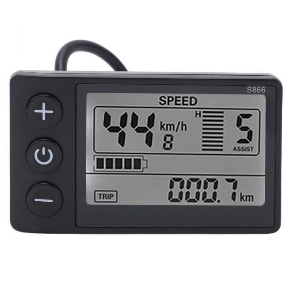 écran LCD pour vélo électrique S866 Vélo électrique S866 LCD Display Meter 24V 36V 48V Panneau de commande avec prise GOTOTOP ZHU