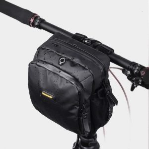 4L Vélo Guidon Sac Pleine Étanche Pliant Vélo Sac Avant Vélo Électrique Vélo Sac Noir MMK82