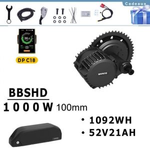 BAFANG BBSHD 1000W moteur Pédalier centrale Conversion kit pour VTT vélo électrique route de roulement 100MM avec 52v21ah Batterie