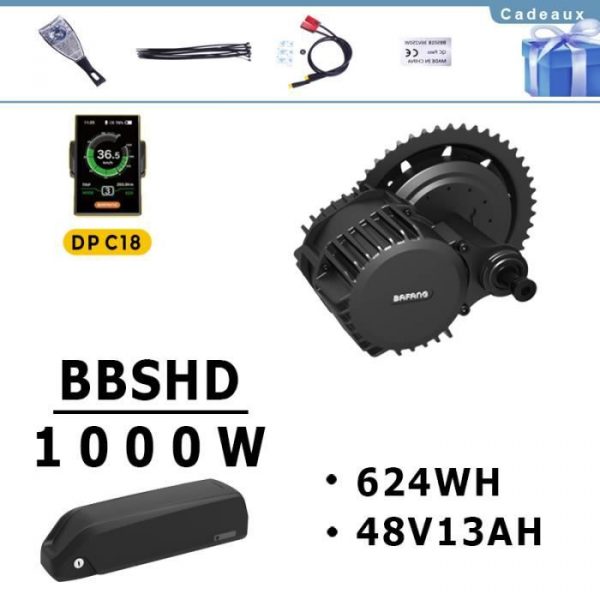 BAFANG BBSHD 1000W moteur Pédalier centrale Conversion kit pour VTT vélo électrique route de roulement 100mm avec 48v13ah Batterie