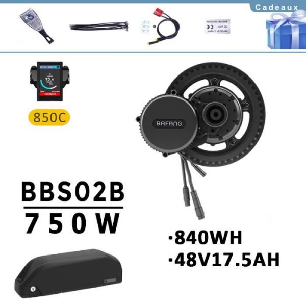 BAFANG moteur bafang BBS02B 750w 48V Pédalier moteur d'entraînement vélo électrique moteur ebike kit de conversion avec batterie