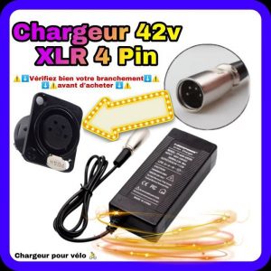 Chargeur vélo électrique 29,4v pour batterie 24v branchement XLR [4] BROCHES Chargeur de batterie de vélo rond