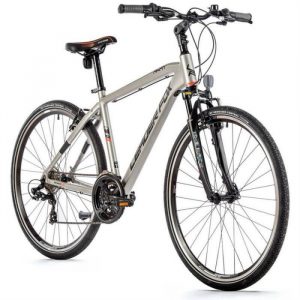 Vélo électrique VTC 28 musculaire Leader Fox Away 2022 17,5" 7V - argent - 165/173 cm