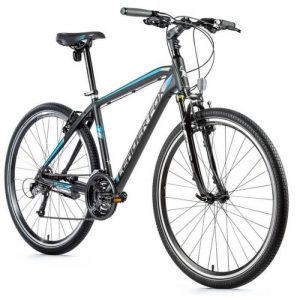 Vélo électrique VTC 28 musculaire Leader Fox Viatic 2021 19" 7V - noir / bleu - 175/183 cm