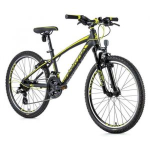 Vélo électrique VTT 24 musculaire enfant Leader Fox Spider 2022 7V - noir / jaune - 135/145 cm