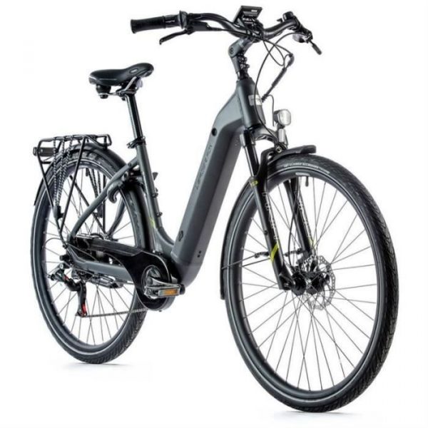 Vélo électrique Vae City 28 moteur roue arrière Leader Fox Nara 2021 7V Bafang 36V 45NM 14AH - gris - 178/185 cm