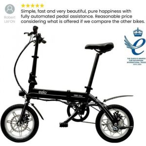 eelo 1885 PRO - Vélo électrique Pliable - Facile à ranger dans caravane, bateau, train - Garantie Fabricant de 3 Ans (Noir)