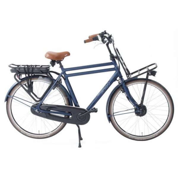 AMIGO Vélo transporteur électrique E-Strong T2 28 pouces 54 cm Homme 3SP Rollerbrakes Bleu marine