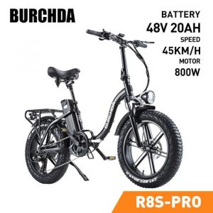 BURCHDA R8S Puissant Vélo Électrique 1000W 48V 20ah Vélo Adulte Motoneige 20 Pouces Pliant Gros Pneu Hommes et Femmes Vélo Électriqu