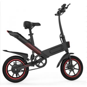 CHIRREY Y1-14 Mini Vélo Électrique Pliant 350W Moteur Haute Vitesse 36V 10.4AH Batterie Au Lithium NOIR