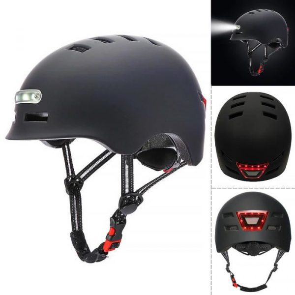 Casque de sport extérieur avec voyant lumineux, casque de protection pour vélo/scooters électriques, noir